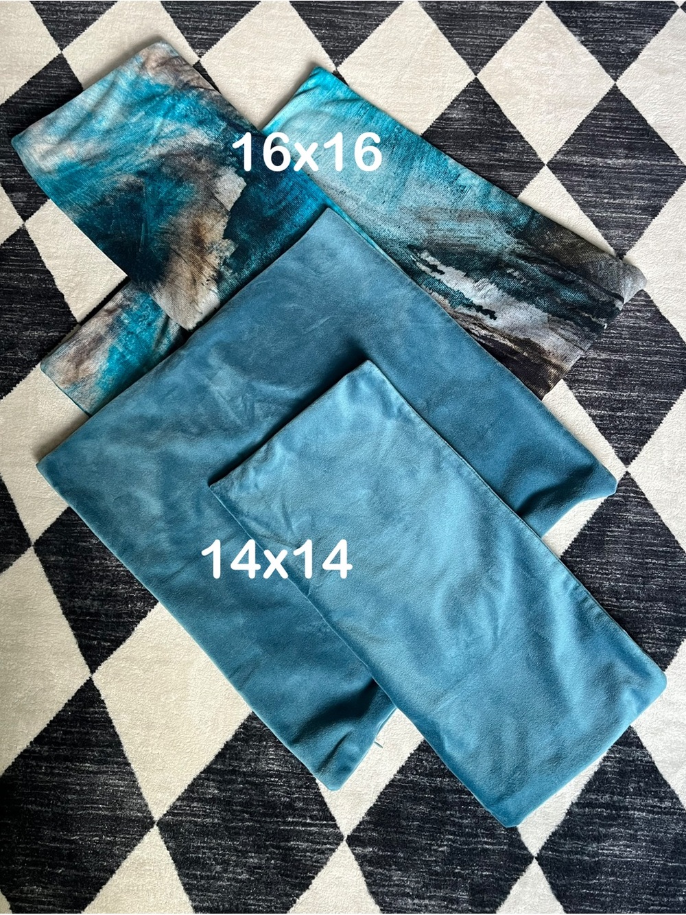 Blue Teal Velvet Pillow Covers -